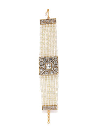 Set Mutiara Zaveri 2 Gelang Koleksi Perkahwinan Mutiara Saduran Emas &amp; Kundan