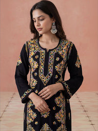 Rumah Chikankari Kurta Chikankari Biasa Wanita dengan Seluar