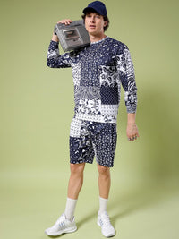 The Indian Garage Co Printed Hooded Sweatshirt With Shorts Co-Ords
