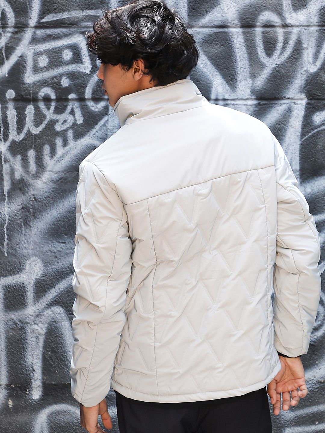Campus Sutra Grey Windcheater Puffer Jacket
