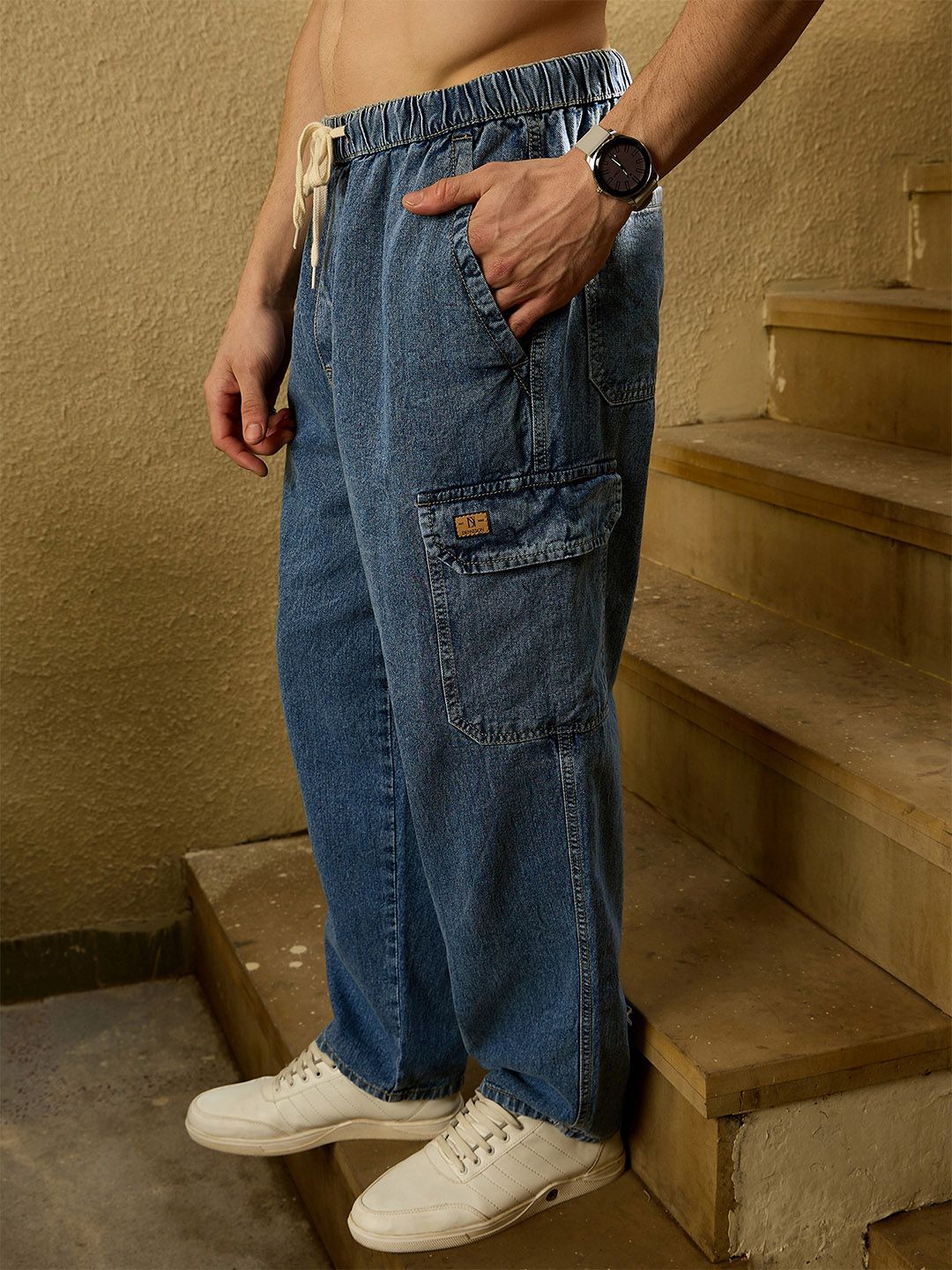 DENNISON Korean Baggy Fit Cargo Jeans