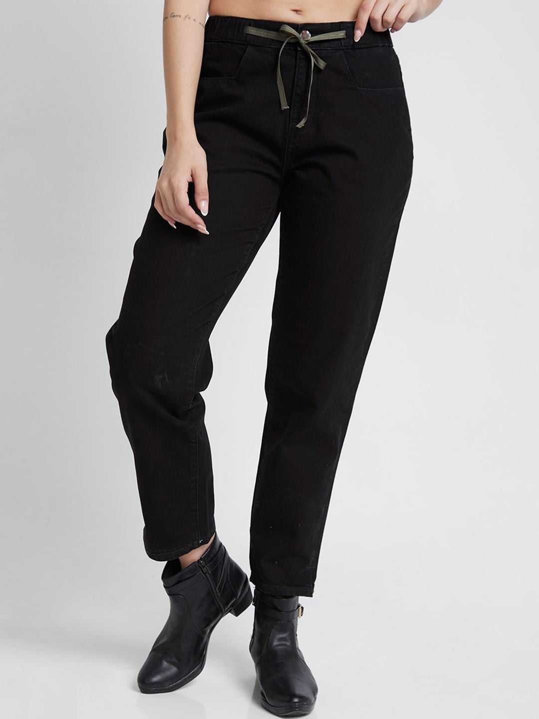SPYKAR Women Mom Fit Clean Look Cotton Jeans