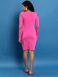 Tokyo Talkies Pink Cold-Shoulder Bodycon Dress