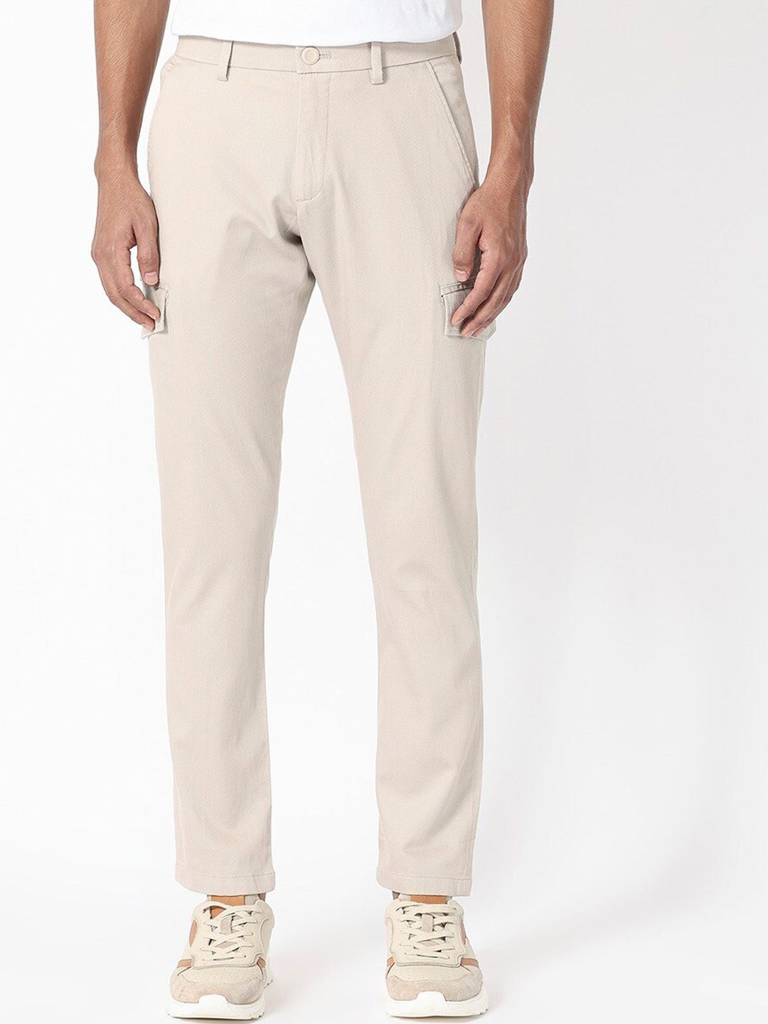 RARE RABBIT Men Curo Slim Fit Mid-Rise Plain Cotton Trouser