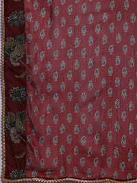 Libas Women Maroon & Green Floral Print Kurta with Palazzos & Dupatta