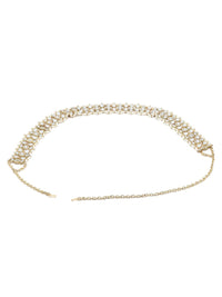 Karatcart Gold-Plated White Kundan-Studded & Pearl Beaded Waist Chain