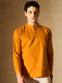 Dennison Men Comfort Orange Slim Fit pendek kurta