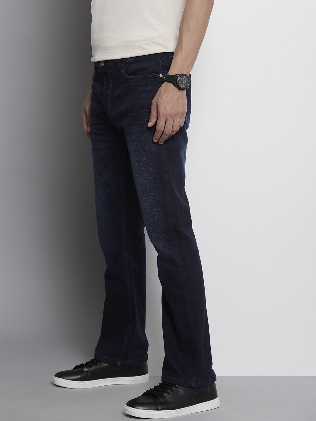 The Indian Garage Co Men Bootcut Light Fade Stretchable Jeans