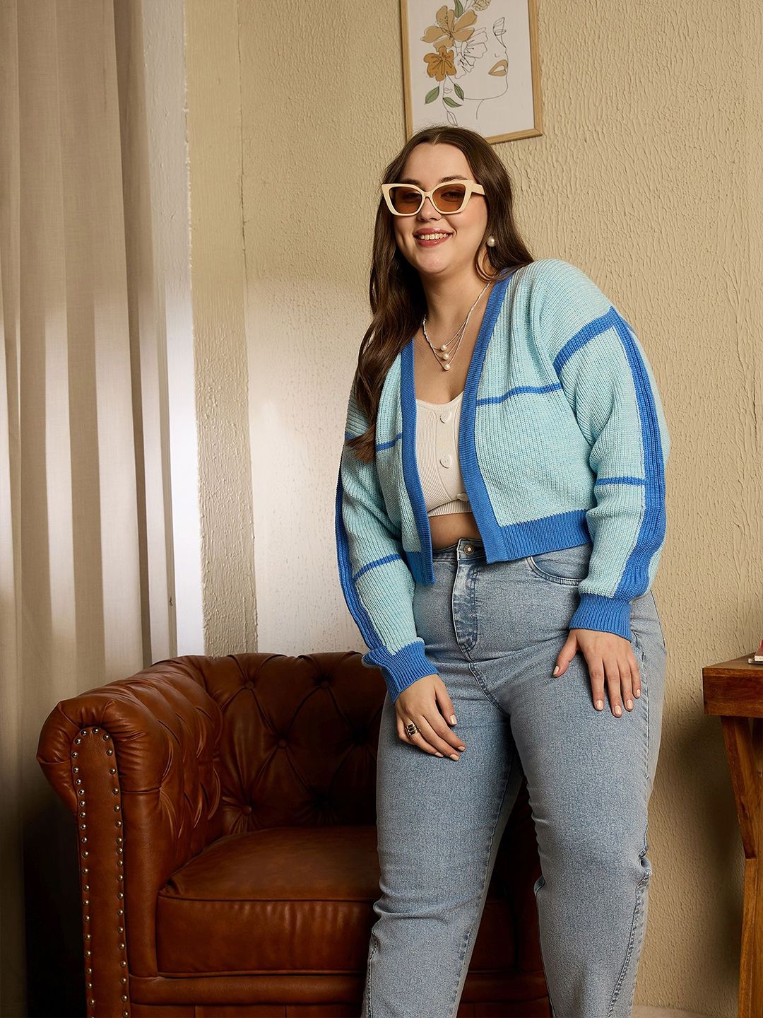 Berrylush Curve Women Plus Size Striped Front-Open