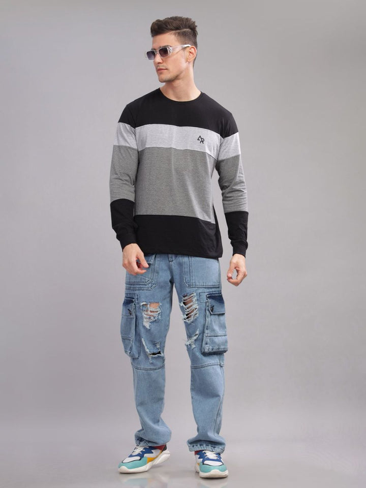ADRO Men Colourblocked Round Neck T-shirt