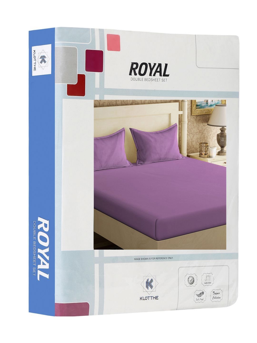 KLOTTHE Purple Cotton 300 TC King Bedsheet with 2 Pillow Covers-98 x 89 inches