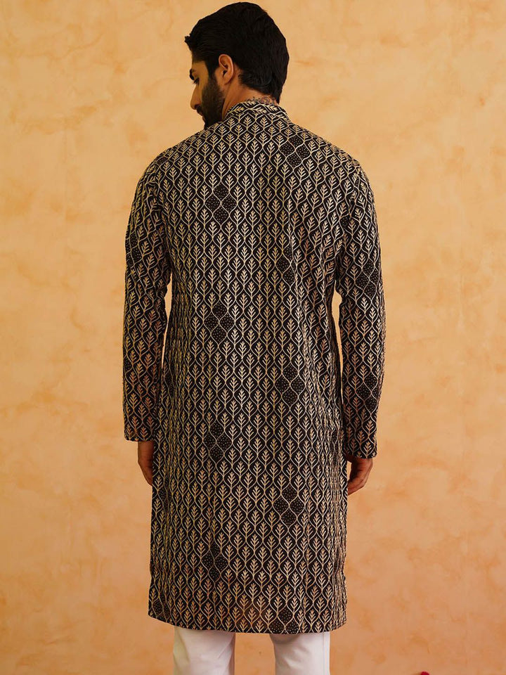 SOJANYA Ethnic Motifs Embroidered Thread Work Detailed Pure Cotton Kurta With Pyjamas
