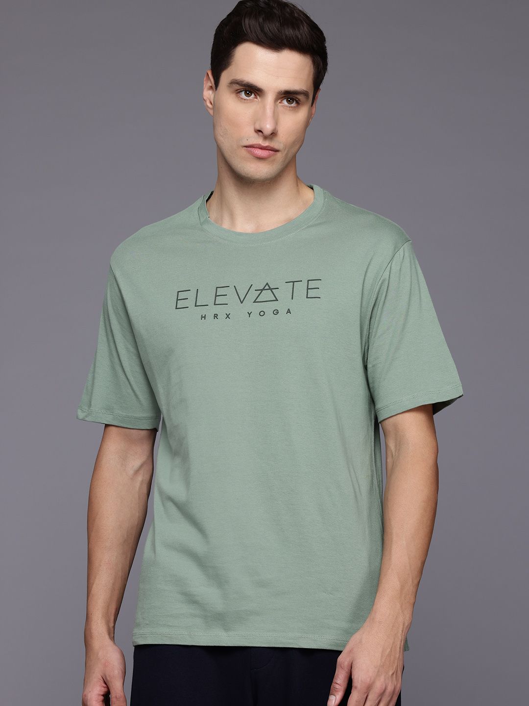 HRX by Hrithik Roshan Typography Printed Pure Cotton Yoga T-shirt