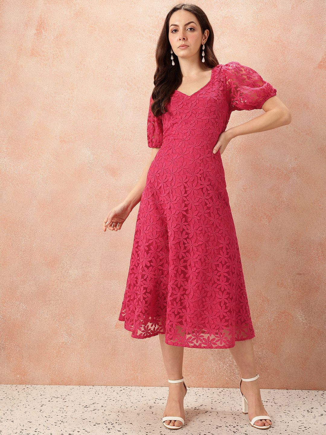 all about you Floral Lace A-Line Midi Dress