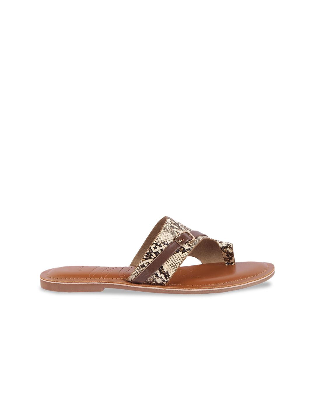Mochi Women Printed One Toe Flats