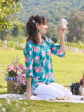 AURELIA Floral Printed Mandarin Collar Pure Cotton Kurti
