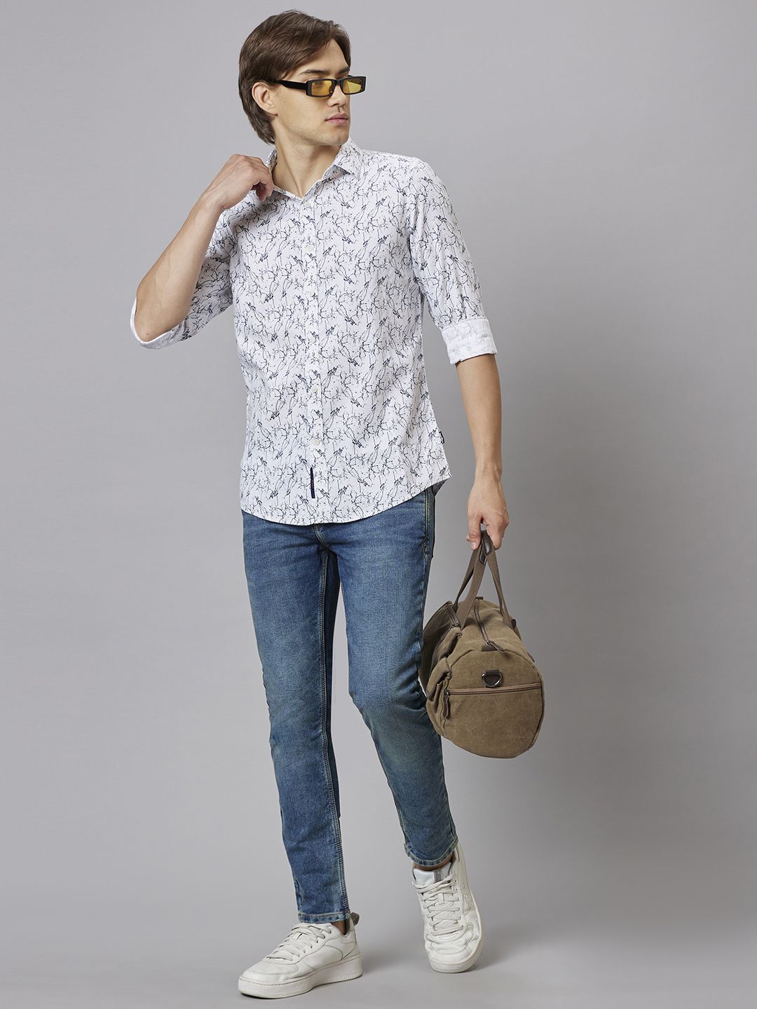Being Human Abstract Printed Shirt Collar Slim Fit Pure Cotton Casual Shirt
