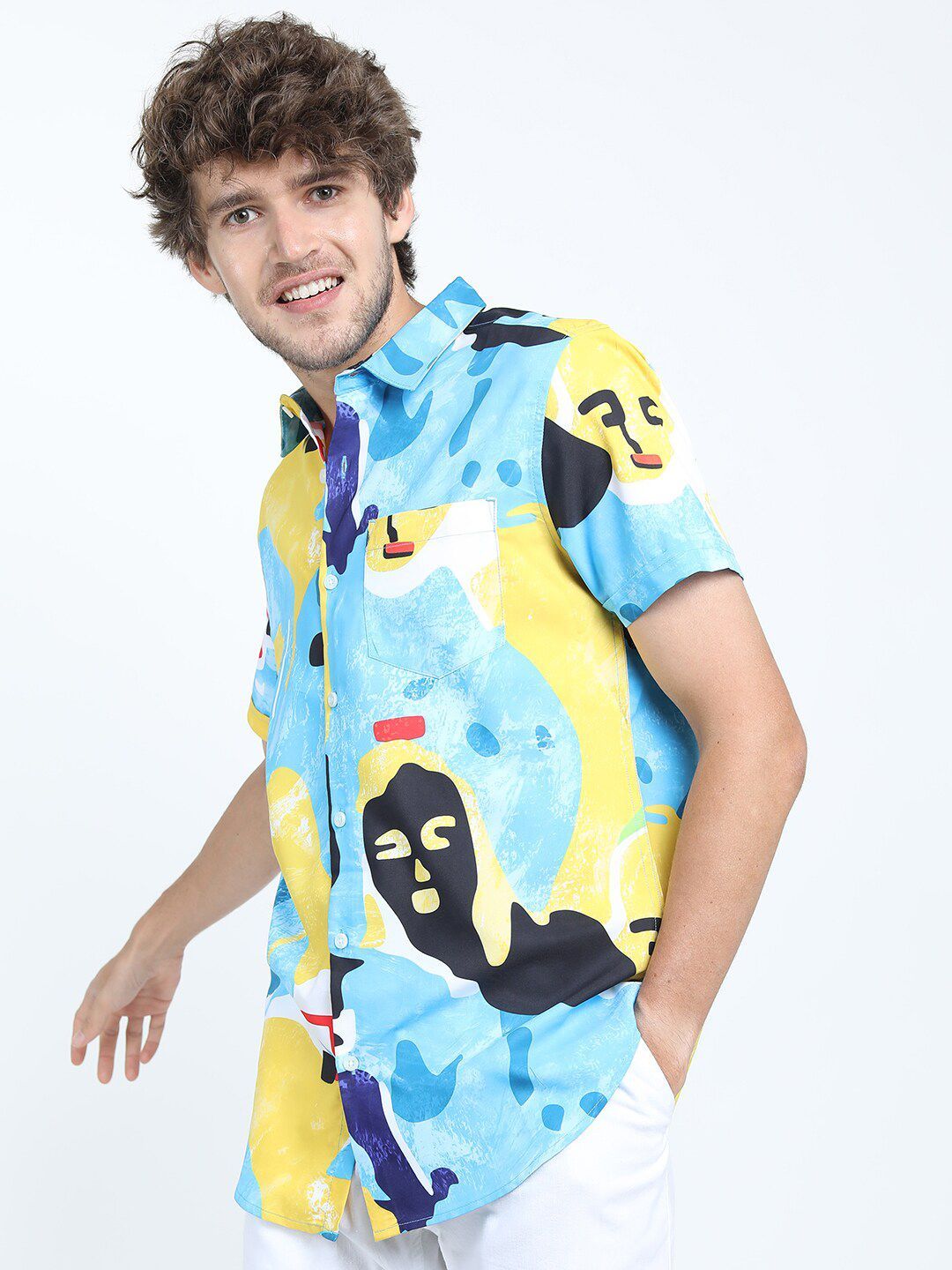 HIGHLANDER Men Blue Slim Fit Printed Casual Shirt