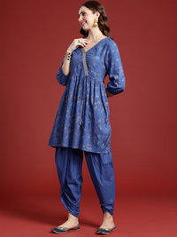 Anouk Women Floral Printed Angrakha Kurta With Dhoti Pants