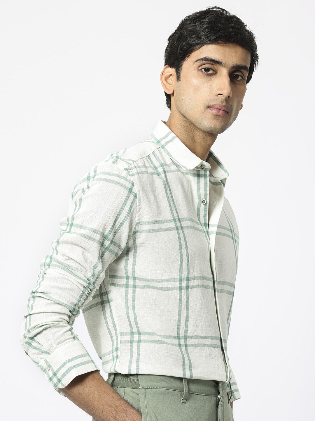 RARE RABBIT Men Solan Slim Fit Tartan Checked Cotton Shirt