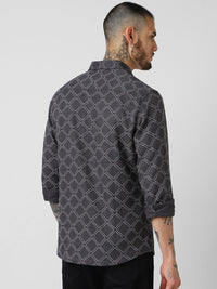VASTRADO Men Classic Slim Fit Geometric Printed Casual Shirt