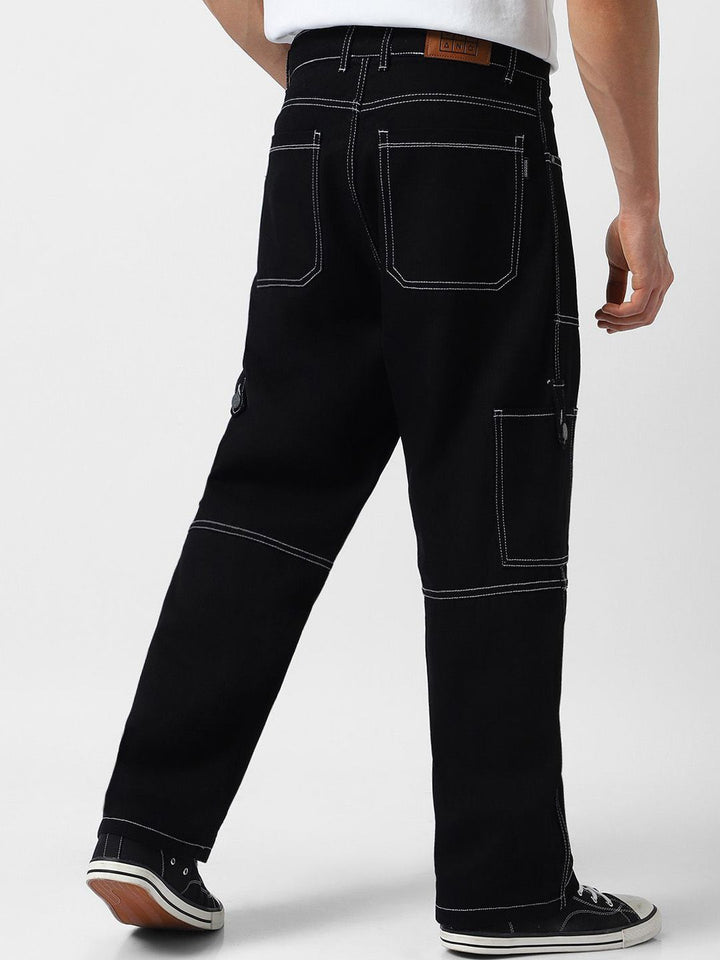 Urbano Fashion Men Loose Baggy Fit Washed Non-Stretchable Cargo Jeans