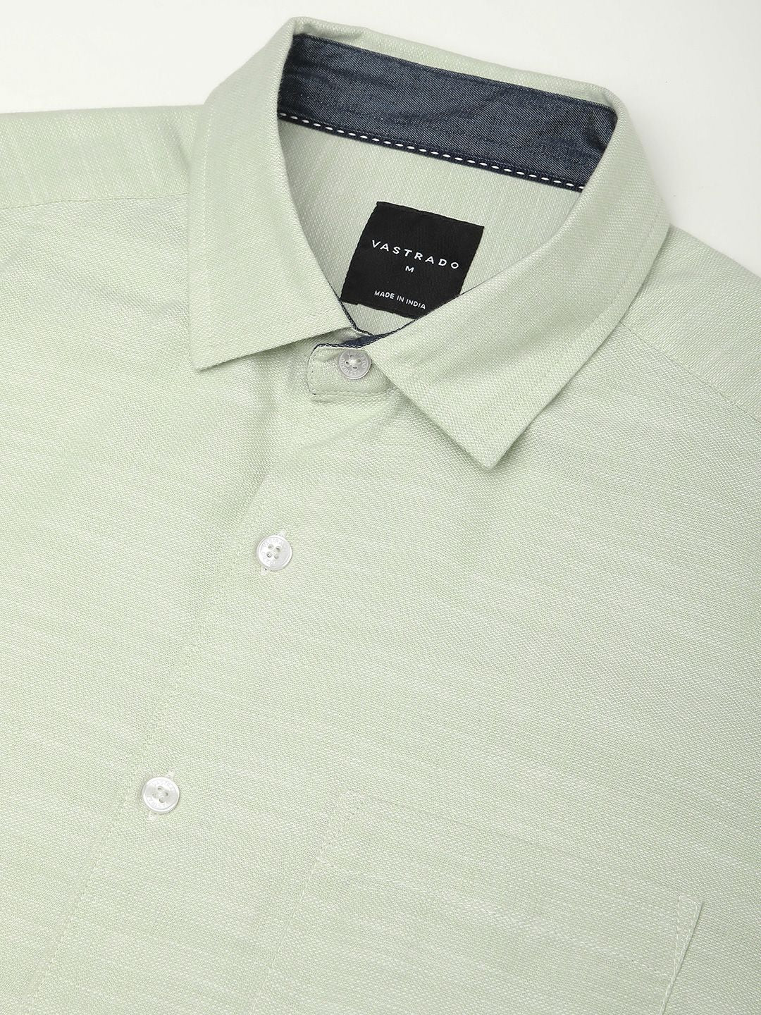 VASTRADO Men Classic Cutaway Collar Textured Cotton Slim Fit Casual Shirt