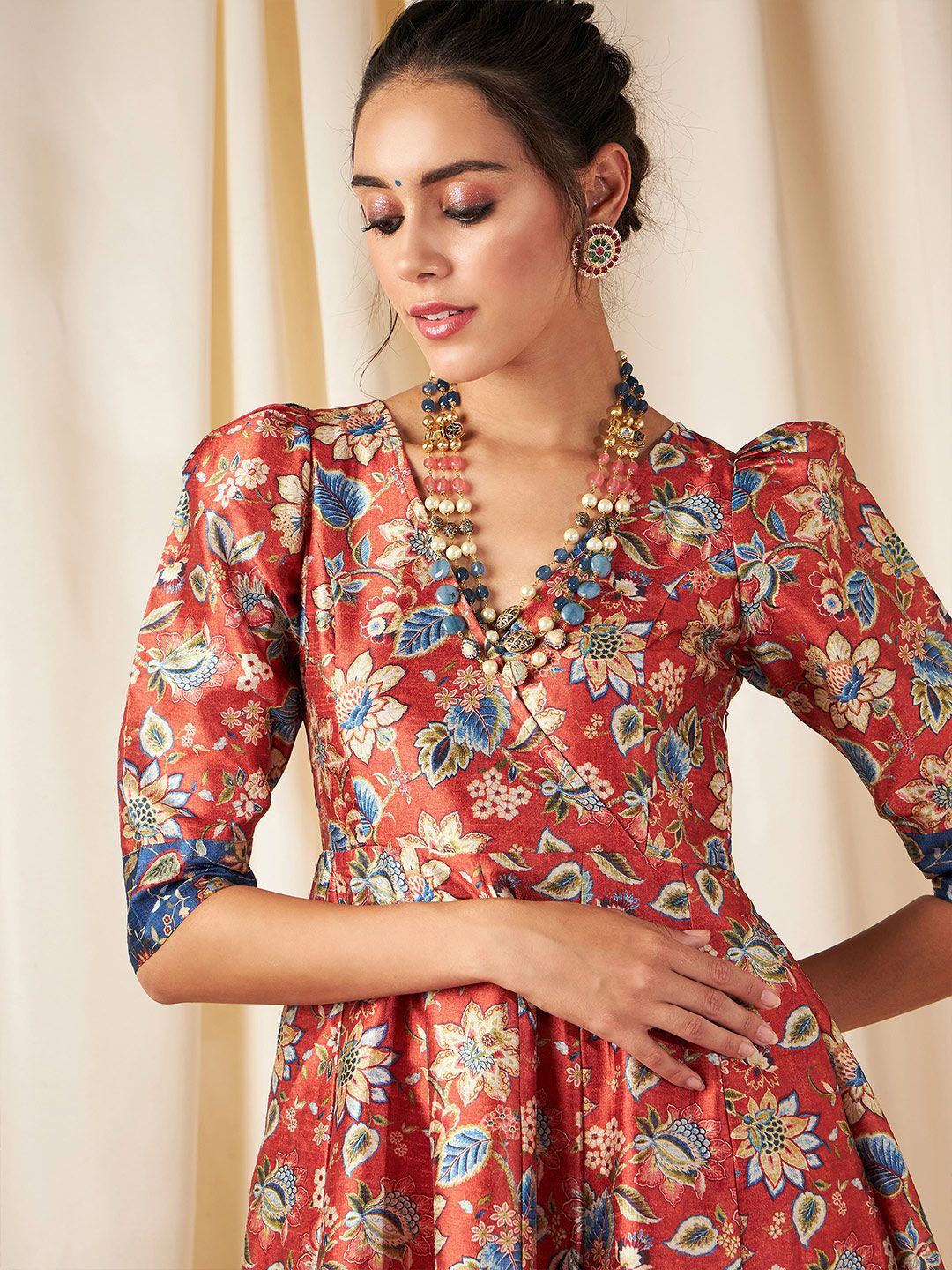 Shae by SASSAFRAS Orange & Blue Floral Maxi Dress
