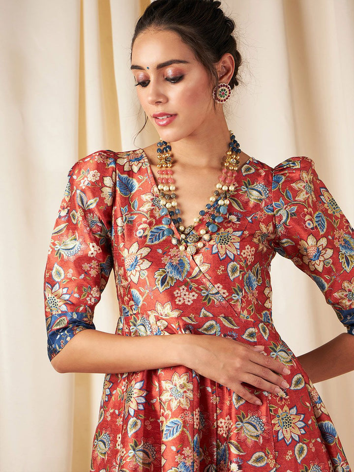 Shae by SASSAFRAS Orange & Blue Floral Maxi Dress
