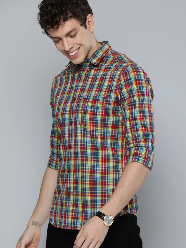 The Indian Garage Co Men Multicoloured Slim Fit Checked Casual Shirt