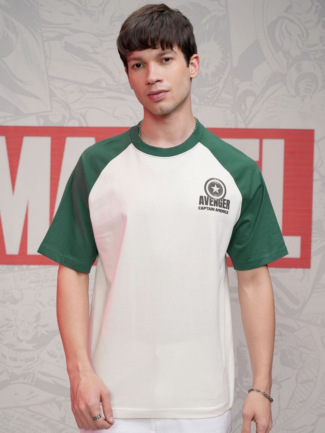 HIGHLANDER Marvel Men Captain America Round Neck Dropshoulder Oversized T-shirt