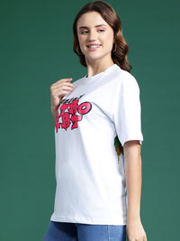 DressBerry Pure Cotton Typography Printed Drop-Shoulder Sleeves T-shirt