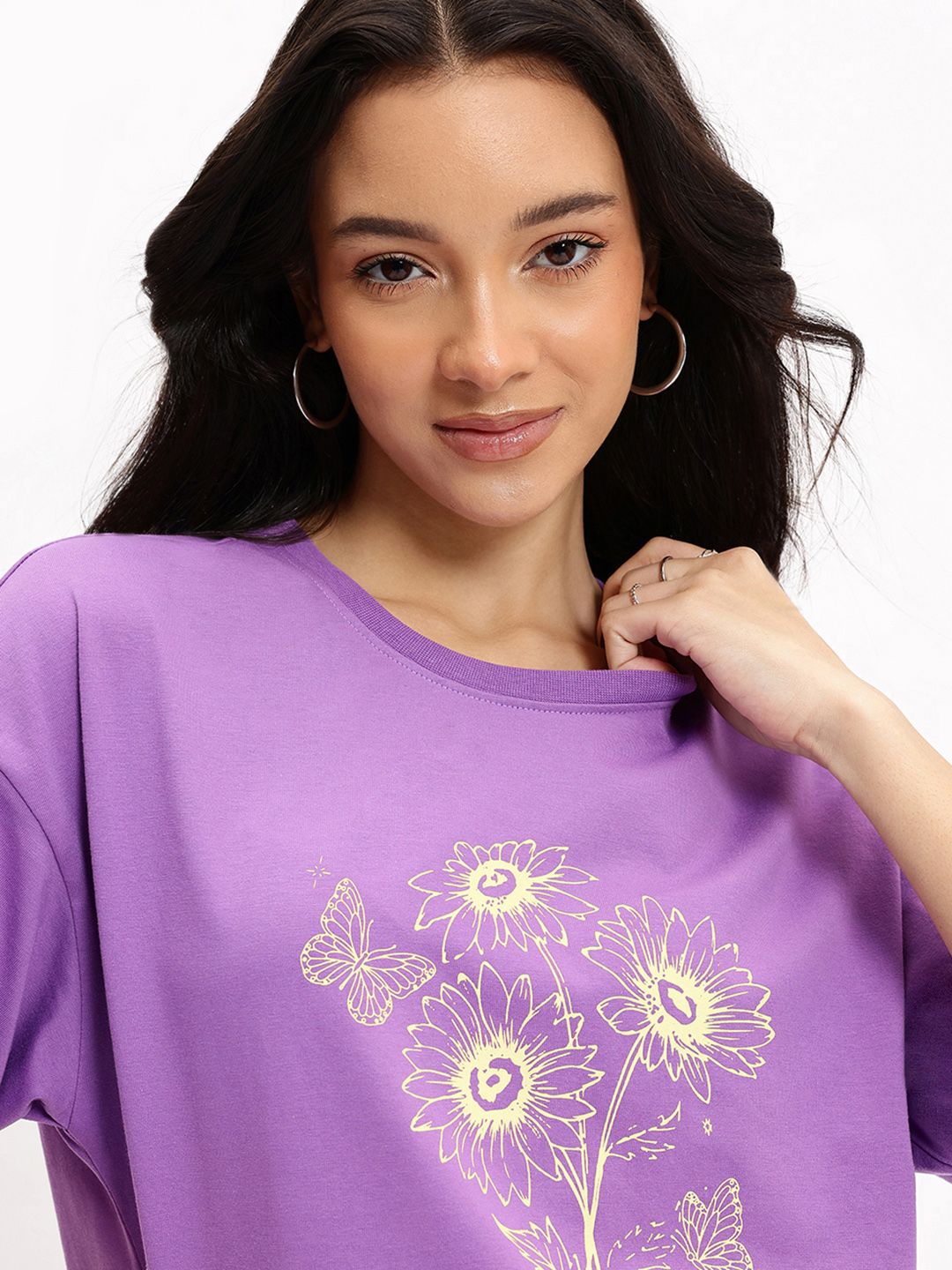 DressBerry Lavender Haze Flower Fantasy Crop T-shirt