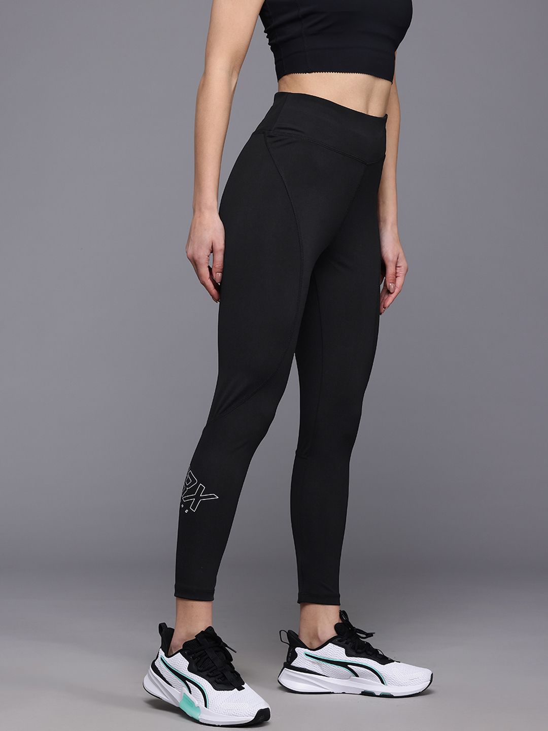 HRX by Hrithik Roshan Women Brand Logo Printed Rapid Dry Training Tights