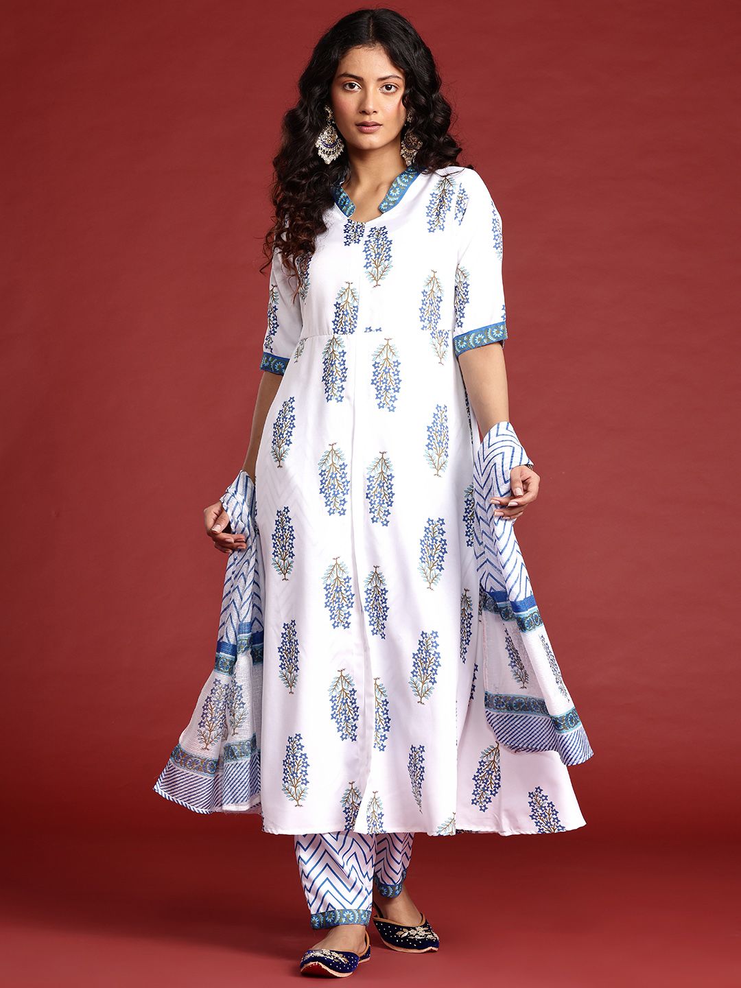 Anouk Women Ethnic Motifs Printed Kurta with Trousers & Dupatta