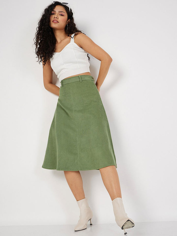 Sassafras Corduroy Cotton Pure A-Line Midi Skirt