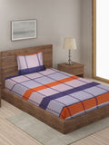 KLOTTHE Purple Geometric Cotton 210 TC Single Fine Bedsheet with a Pillow Cover-225 x 150 cm