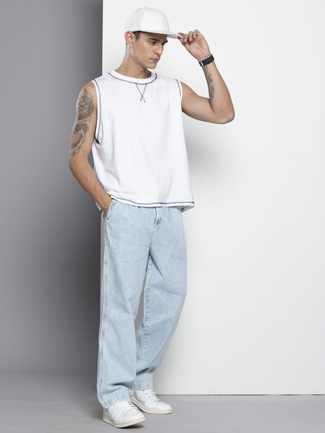 The Indian Garage Co Men Pure Cotton Relaxed Fit Heavy Fade Joggers