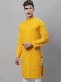 SOJANYA Men Geometric Embroidered Pure Cotton Sequinned Kurta