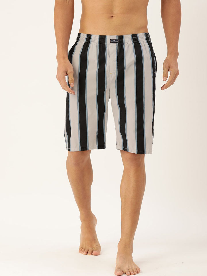 The Indian Garage Co Men Navy Blue & White Striped Pure Cotton Boxers 1120-BXR10-05