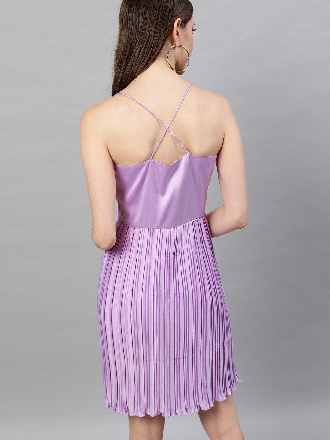 STREET 9 Lavender Satin A-Line Midi Dress