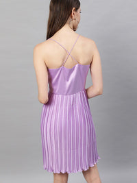 STREET 9 Lavender Satin A-Line Midi Dress