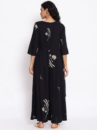 W Black & Off-White Printed Ethnic Layered Basic Jumpsuit