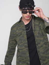 VASTRADO Men Classic Cutaway Collar Camouflage Printed Cotton Casual Shirt