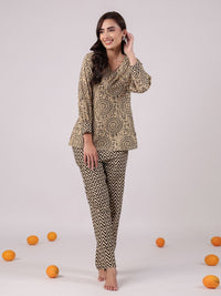 SANSKRUTIHOMES Printed V-Neck Pure Cotton Top With Trouser