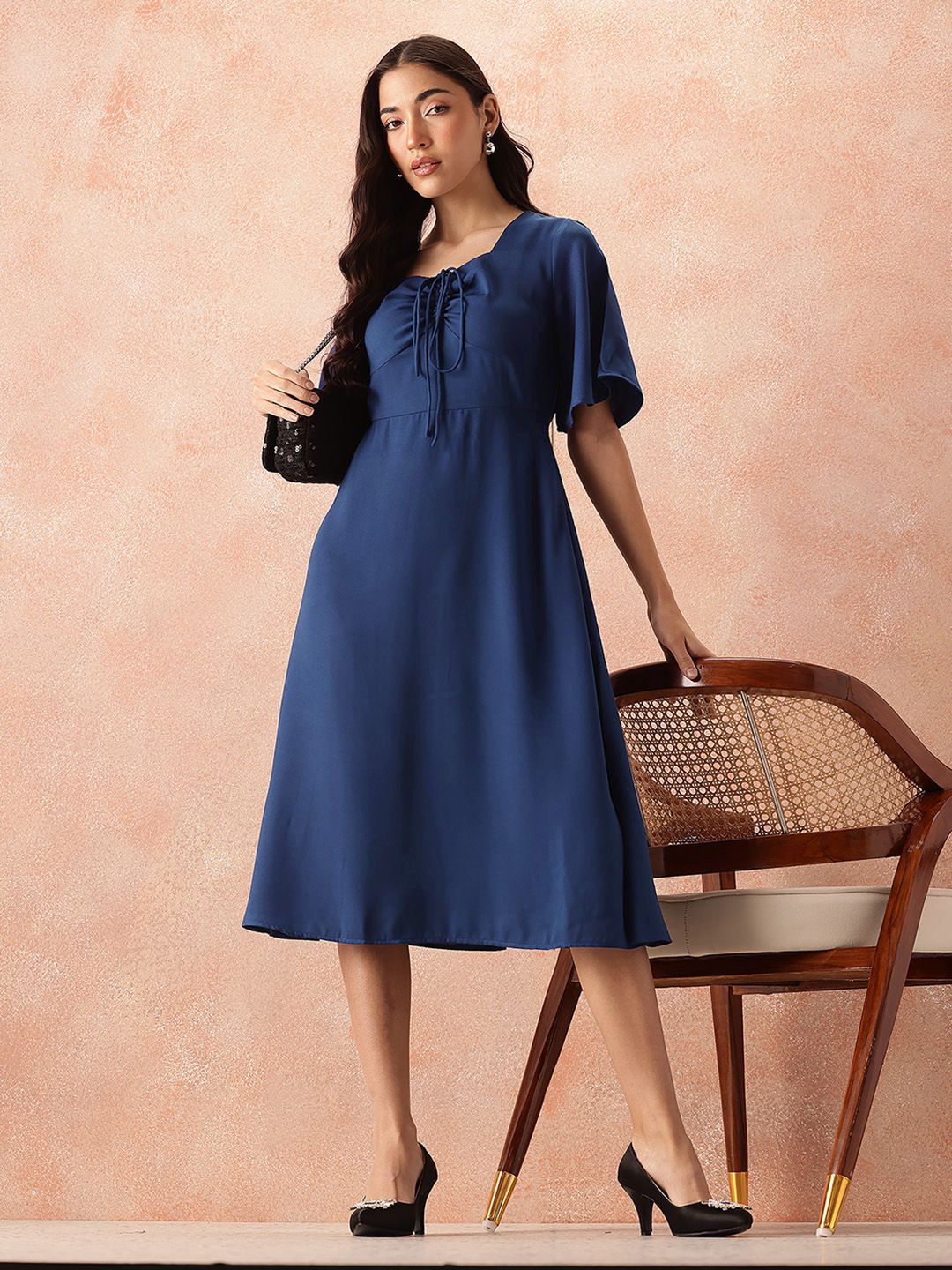 all about you Smocked Flared Sleeve A-Line Dress