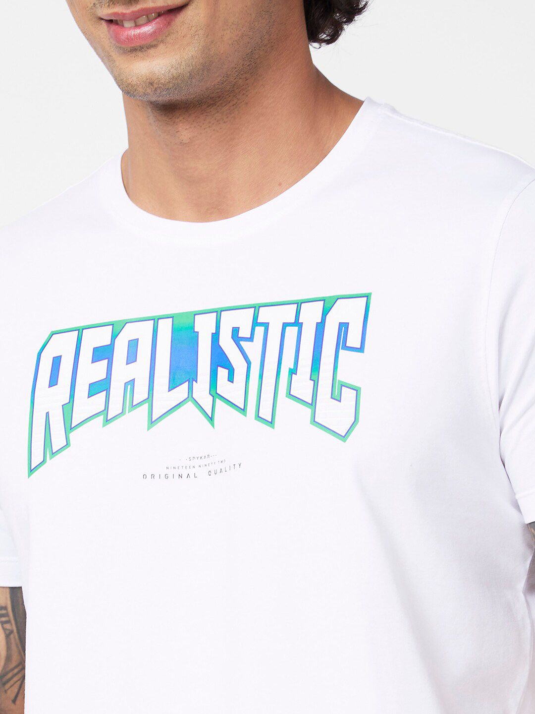 SPYKAR Typography Printed Slim Fit Cotton T-shirt