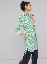 DressBerry Artistic Flair Printed Shirt Style Longline Top