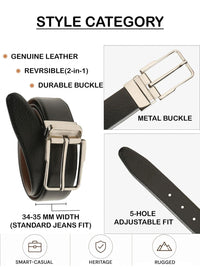 Teakwood Leathers Men Textured Leather Reversible Formal Belt