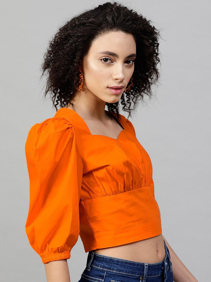 STREET 9 Orange Solid Blouson Top